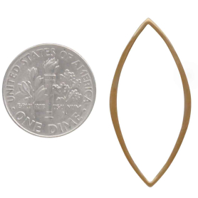 Bronze Hammered Marquis Link 32x15mm with Dime