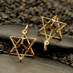 Sacred Geometry Wire Merkaba Pendant - Bronze 23x17mm