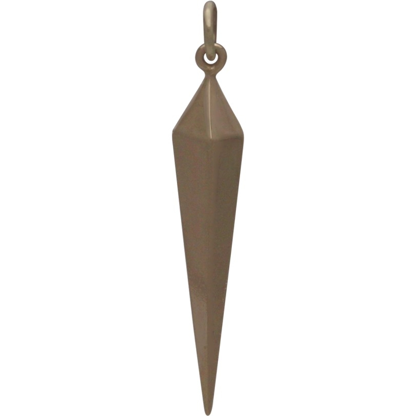Long Spike Charm - Bronze Jewelry Charm 35x6mm