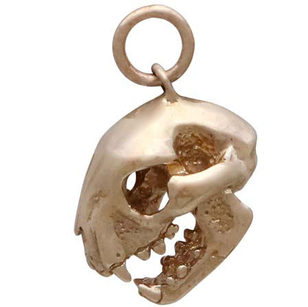 Bronze Cat Skull Charm 18x9mm