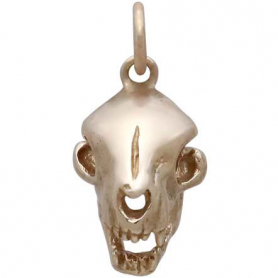 Bronze Cat Skull Charm 18x9mm