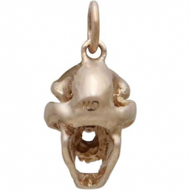 Bronze Cat Skull Charm 18x9mm