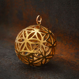 Bronze Flower of Life Sphere Pendant 30x24mm