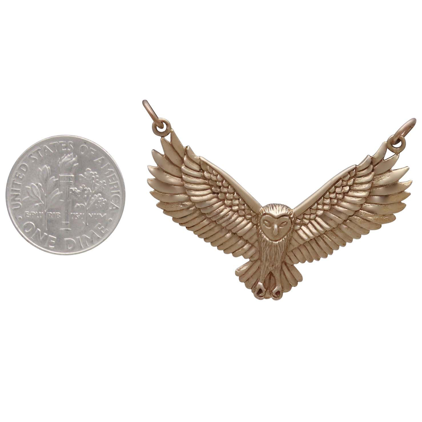 Bronze Flying Owl Pendant Festoon 31x40mm