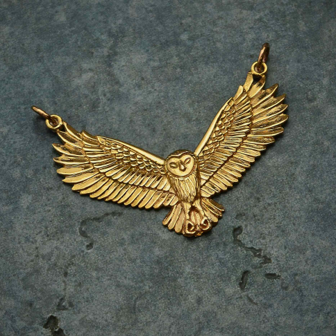 Bronze Flying Owl Pendant Festoon 31x40mm