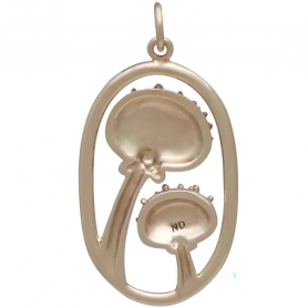 Bronze Agaric Mushrooms Pendant in Oval 33x17mm