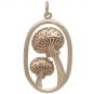 Bronze Agaric Mushrooms Pendant in Oval 33x17mm