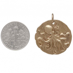 Bronze Octopus Coin Pendant with Dime
