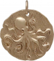 Bronze Octopus Coin Pendant Front View