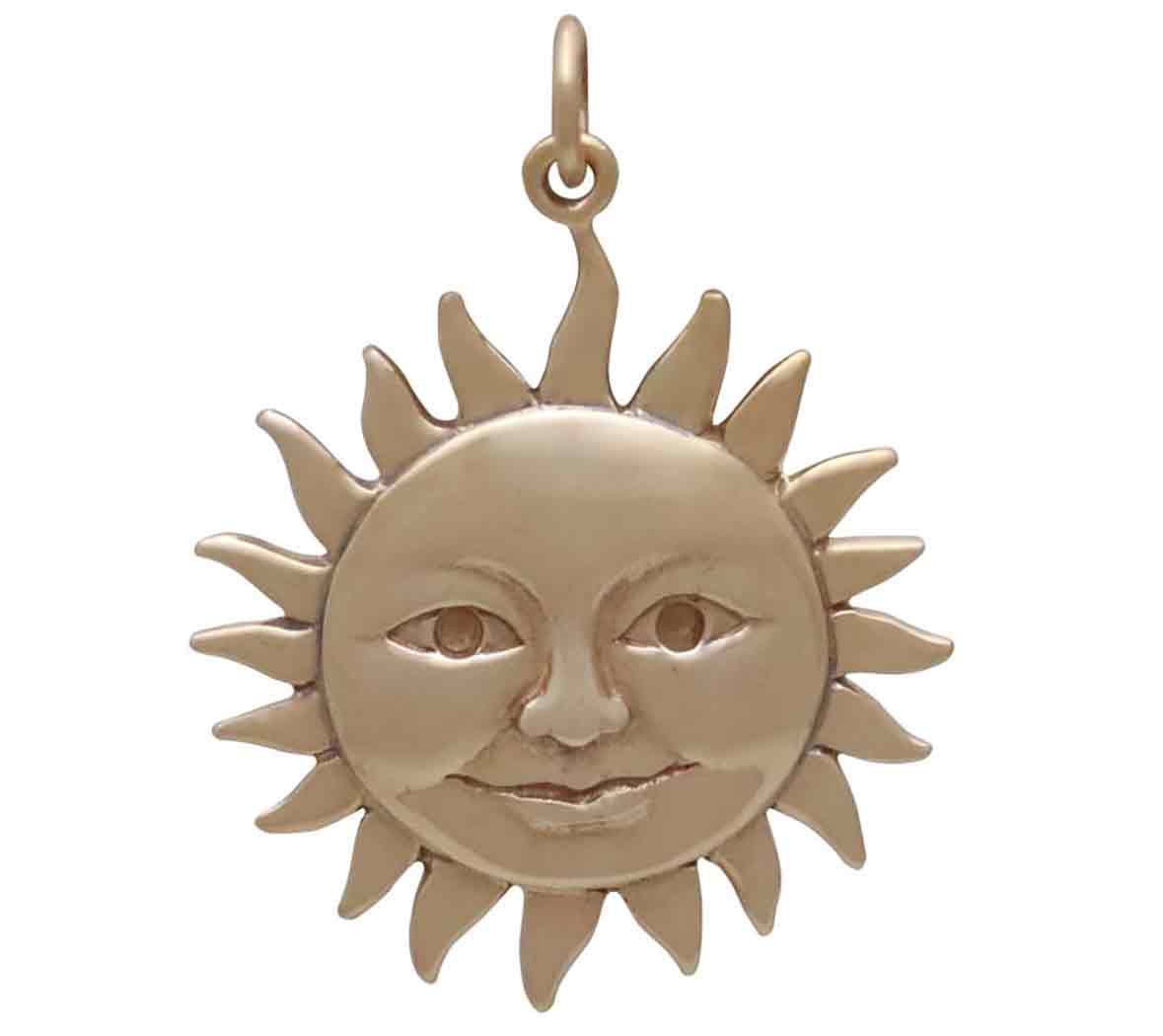 Bronze Large Smiling Sun Pendant 31x24mm