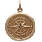 Bronze Wax Seal Compass Charm Front View