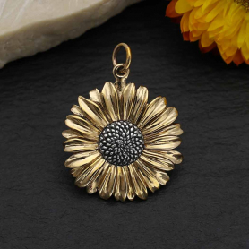Bronze Daisy Pendant with Silver Center 26x20mm