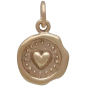 Bronze Wax Seal Heart Charm Front View