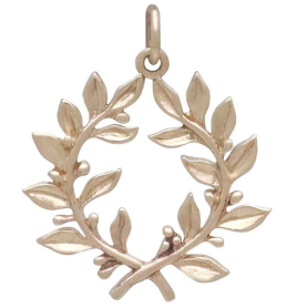 Bronze Laurel Wreath Pendant Front View