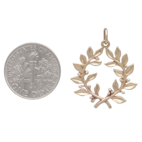 Bronze Laurel Wreath Pendant with Dime
