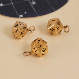 Bronze 20 sided dice charm