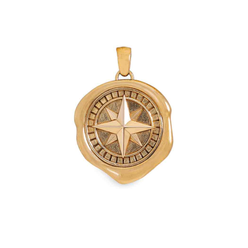 Nina Designs Bronze Wax Seal Compass Pendant 34x24mm