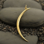 Skinny Ridged Crescent Moon Pendant - Bronze 43x17mm