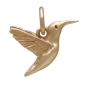 Bronze 3D Hummingbird Charm Front View