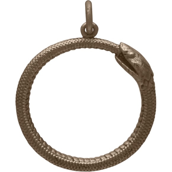 Ouroboros Snake Pendant - Bronze 26x21mm