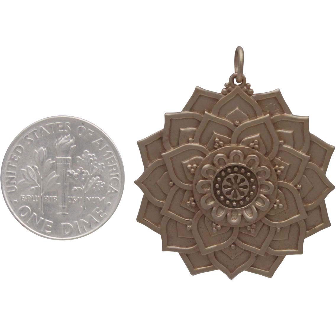 Bronze Lotus Mandala Pendant 34x29mm