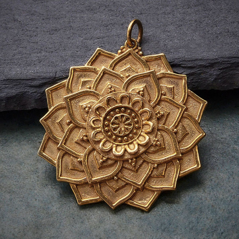Bronze Lotus Mandala Pendant 34x29mm