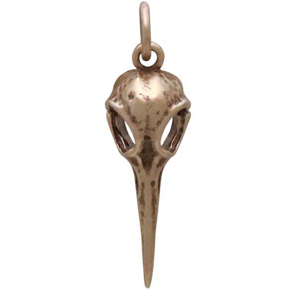 Bronze Hummingbird Skull Charm 26x7mm