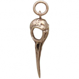 Bronze Hummingbird Skull Charm 26x7mm