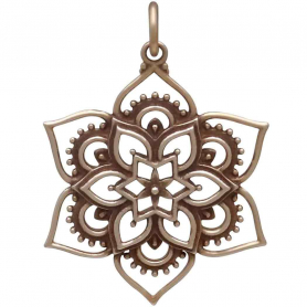 Bronze Openwork Lotus Mandala Pendant 31x22mm