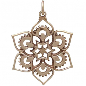 Bronze Openwork Lotus Mandala Pendant 31x22mm