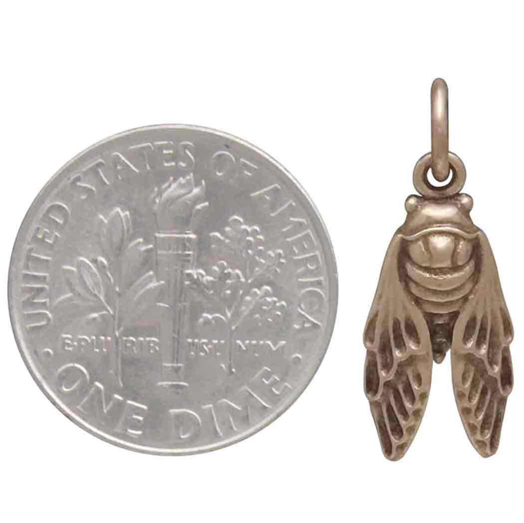 Bronze Small Cicada Charm 21x8mm