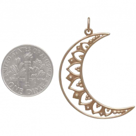 Bronze Mandala Moon Pendant 36x22mm