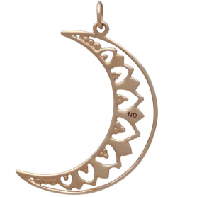 Bronze Mandala Moon Pendant 36x22mm