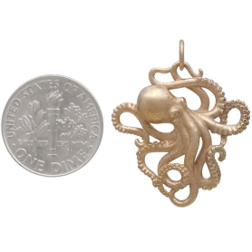 Bronze Detailed Octopus Charm with Dime