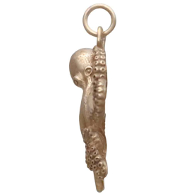 Bronze Detailed Octopus Charm Side View
