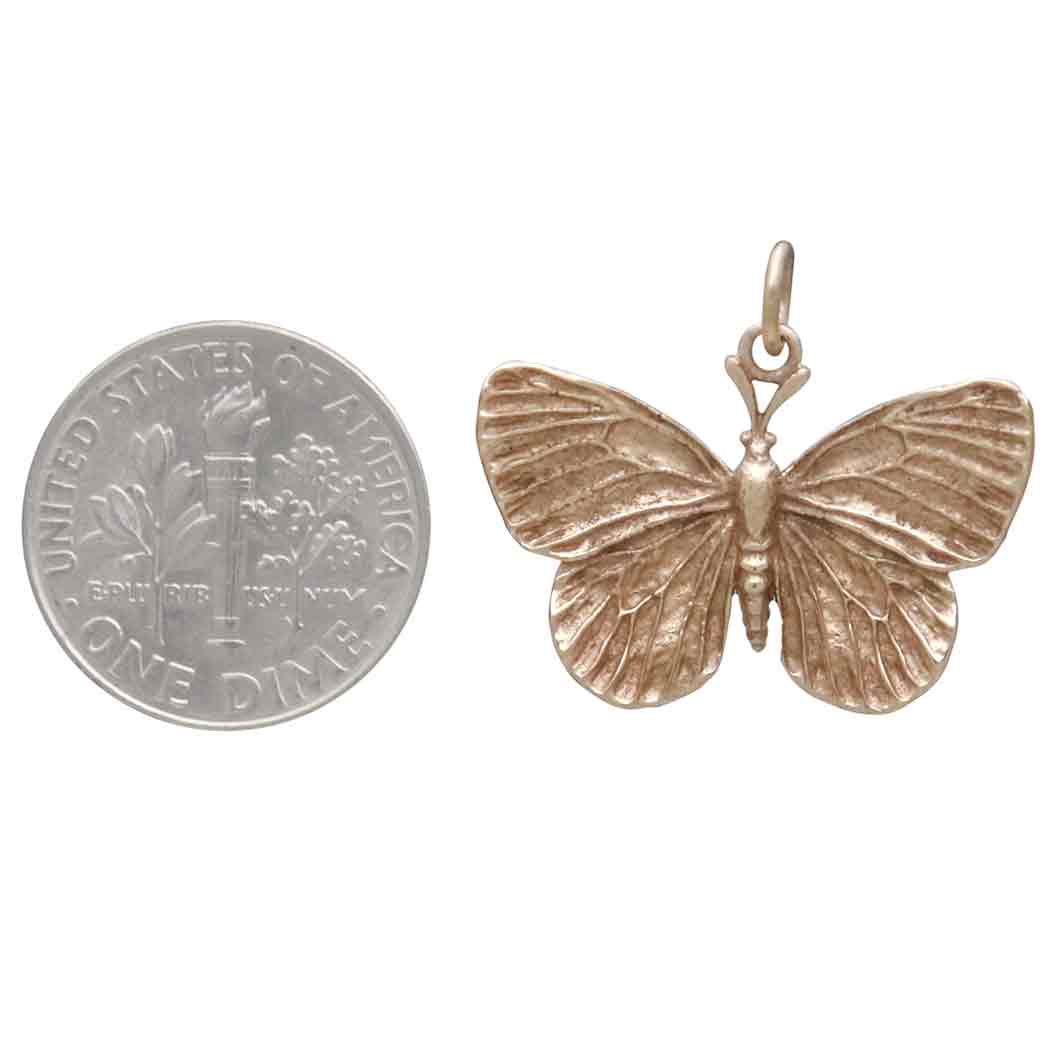 Bronze Dimensional Butterfly Pendant with Dime
