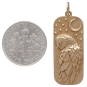 Bronze Barn Owl and Moon Pendant with Dime