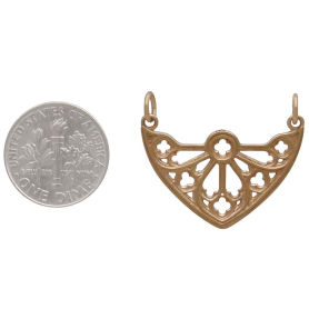 Bronze Cathedral Rose Window Pendant Festoon with Dime