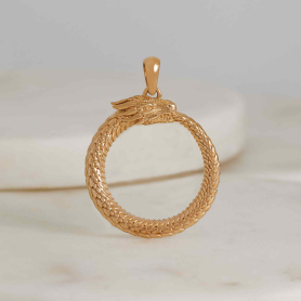 Bronze Dragon Ouroboros Pendant 31x24mm