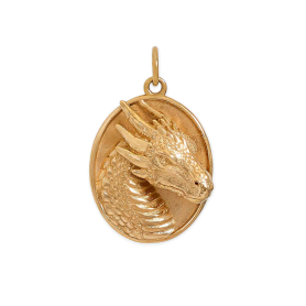 Bronze Oval Dragon Pendant 25x16mm