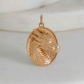 Bronze Oval Dragon Pendant 25x16mm