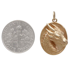 Bronze Oval Dragon Pendant with Dime