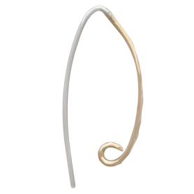Bronze Long Hammered Marquis Hook Earrings Side View