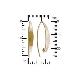 Bronze Long Hammered Marquis Hook Earrings 27x4mm with ruler