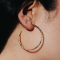 Bronze Hammer Finish Hoop Earrings on Silver Post 40mm on ear