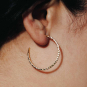 Bronze Hammer Finish Hoop Earrings on Silver Post 30x30mm on ear