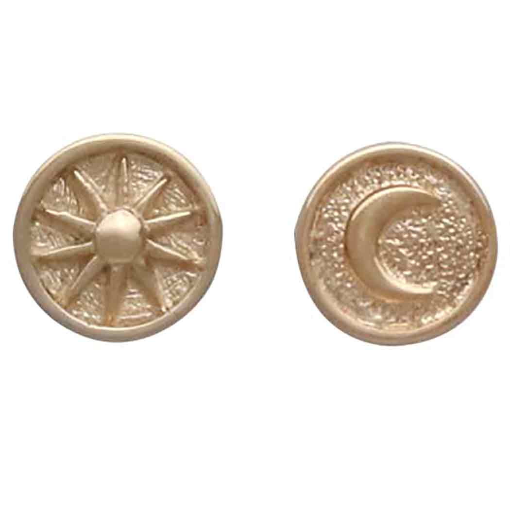 Bronze Raised Sun and Moon Post Earrings 6x6mm