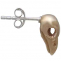 Bronze Sparrow Skull Post Earrings 12x7mm
