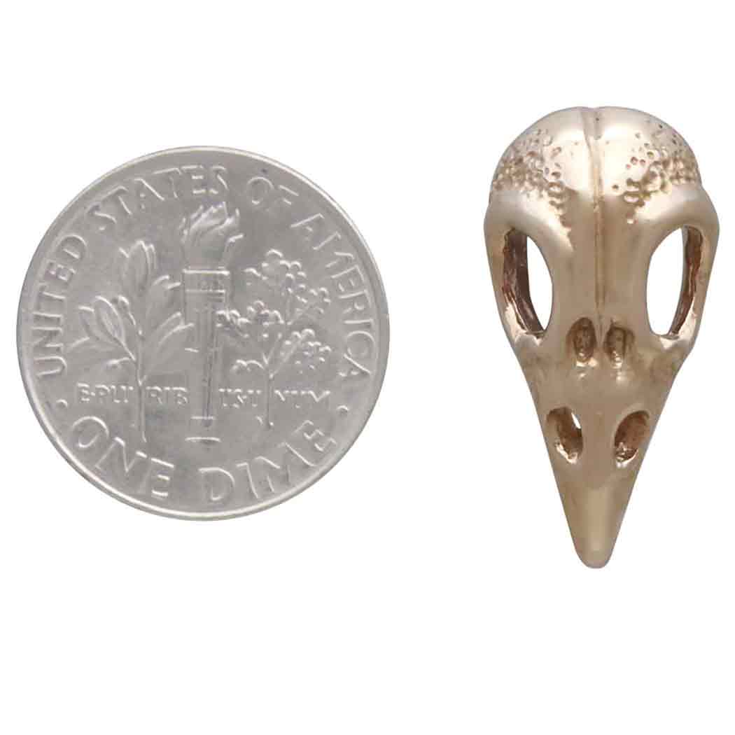 Bronze Raven Skull Post Earrings 21x11mm