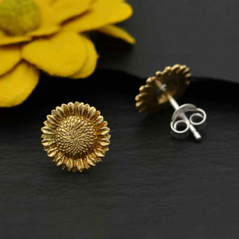 Bronze Sunflower Post Earrings 10x10mm